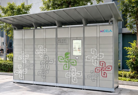 Hệ thống tủ Smart Locker trước nhà xưởng